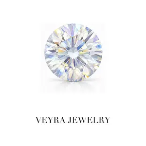 Loose 2ct Round AB Color Moissanite Stone, VVS1 Clarity, Traceable GRA Certificate, Artificial Gemstone for Jewelry Accessories & Rings