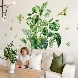 A set (30*90cm*4pcs) of original tropical rainforest bird wall stickers, suitable for decorating living rooms, bedrooms, children's rooms and beautifying homes, Decorative Decal