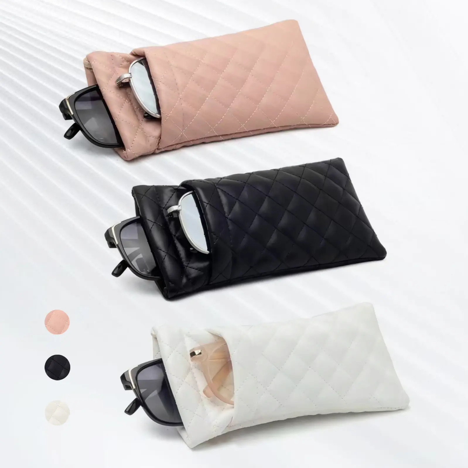 Soft PU Leather Sunglasses Case, Portable Glasses Holder for Scratch Protection, Lightweight Pocket Size Design for Travel & Office, Eyeglasses Holder, Compact Storage, Easy Storage, Everyday, Adults, Lightweight Construction, Outdoor Activities, 1Pcs # P