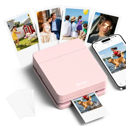 Nelko PP01 Mini Color Photo Printer - 0.6lb Handheld Bluetooth Office Printer, Instant Prints, Sticky & Glossy Paper, iOS/Android Compatible, Perfect Gift for Teachers, Classroom Use