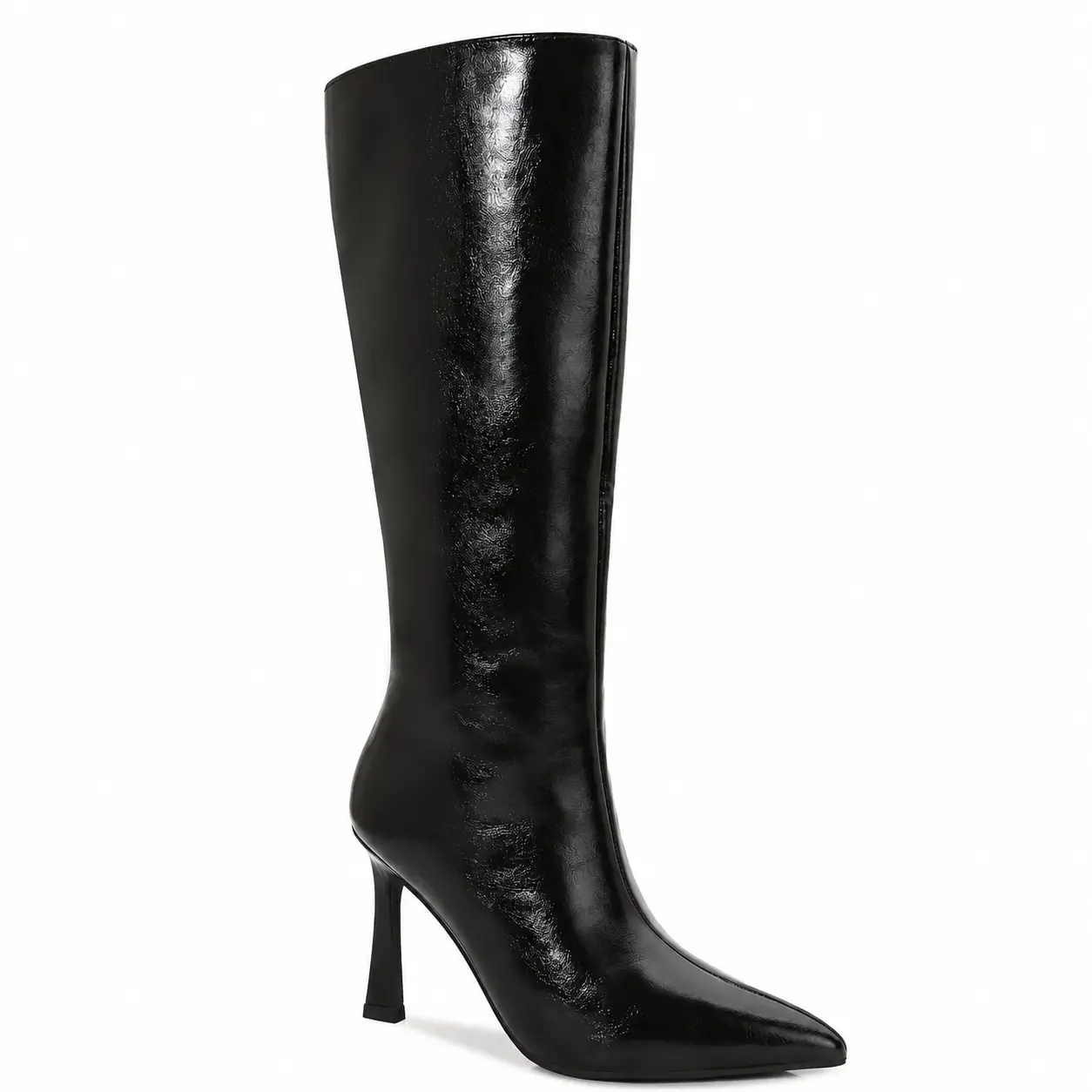 BERNESS Babs Women's Knee High Boots, Glossy Pointed Toe Stiletto High Heel Dress Boots for Night Out, Party, Date Night and Fall Outfits