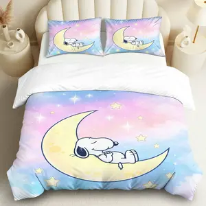 3PCS Duvet Cover Set, 1 Duvet+2 Pillowcases(Without filler),  Moon Stars Pastel Sleep Starry theme, Christmas bedding set, Cozy Sleep Dream Suitable for decoration Bedroom, Guest Room, Dorm Room,  Room.
