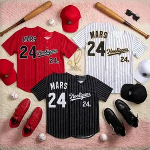 Mars Hooligans Baseball Jersey – Number 24K Baseball Jersey – 3D Printed Unisex Fan Apparel Shirts, Unique Gift Idea For Fan, All Over Print