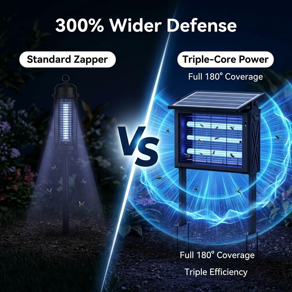Dual Mount Bug Eliminator Solar Powered Fly Zapper 4500V Electric Shock 3 UV LED Lights 2000 Sq Ft Wide Coverage Portable Ground Spike Hanging Insect Catcher for Lawn Camper Pool Yard Dual Mount Bug Eliminator Solar Powered Fly Zapper 4500V Electric Shock 3 UV LED Lights 2000 Sq Ft Wide Coverage Portable Ground Spike Hanging Insect Catcher for Lawn Camper Pool Yard