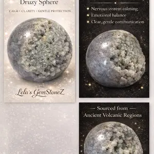 Namibian Blue Chalcedony Druzy Sphere Calm Mind Clear Voice Nervous System Reset Tranquil Guardian Polished Natural Quartz Druzy Pockets