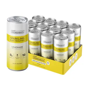 Just Ingredients - Lemonade Sparkling Electrolyte Drink (12 Pack) - Real Food Ingredient Hydration Drink