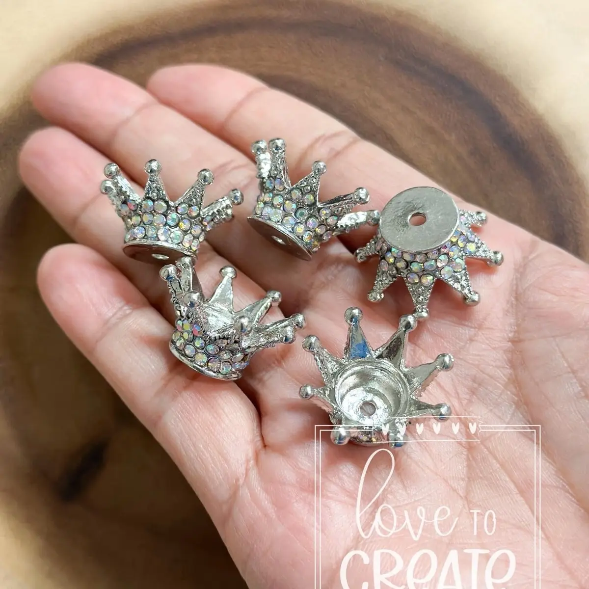 Set of 5 Fancy Crown Focal Metal Bead for Beadable Pens, Keychains, and Lanyards