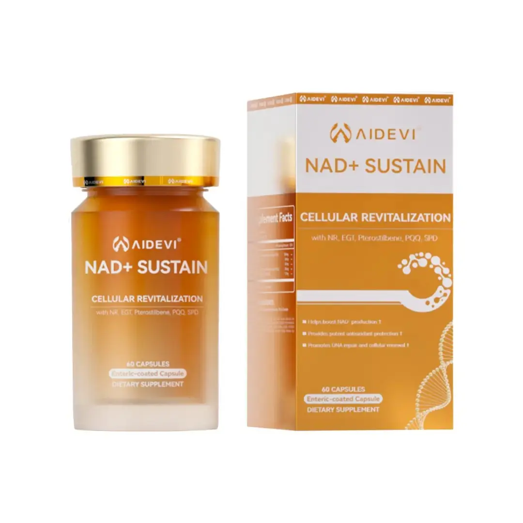 AIDEVI NAD+ Sustain 5-in-1 Dietary Supplement with NR, EGT, PQQ, Pterostilbene & Spermidine, 60 Enteric-Coated Capsules