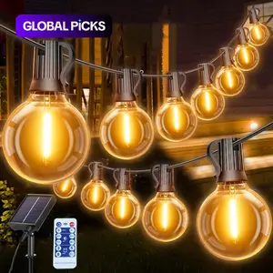 Solar Powered G40 String Light, 1 Box LED G40 Shatterproof Bulb, Dimmable Led Lights Patio Pendant Light with Remote Control, Suitable for Commercial Streets, Cafes, Yards
