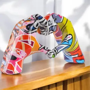 Small Heart Hand Decor - Colorful Abstract Art Sculpture for Home Decor