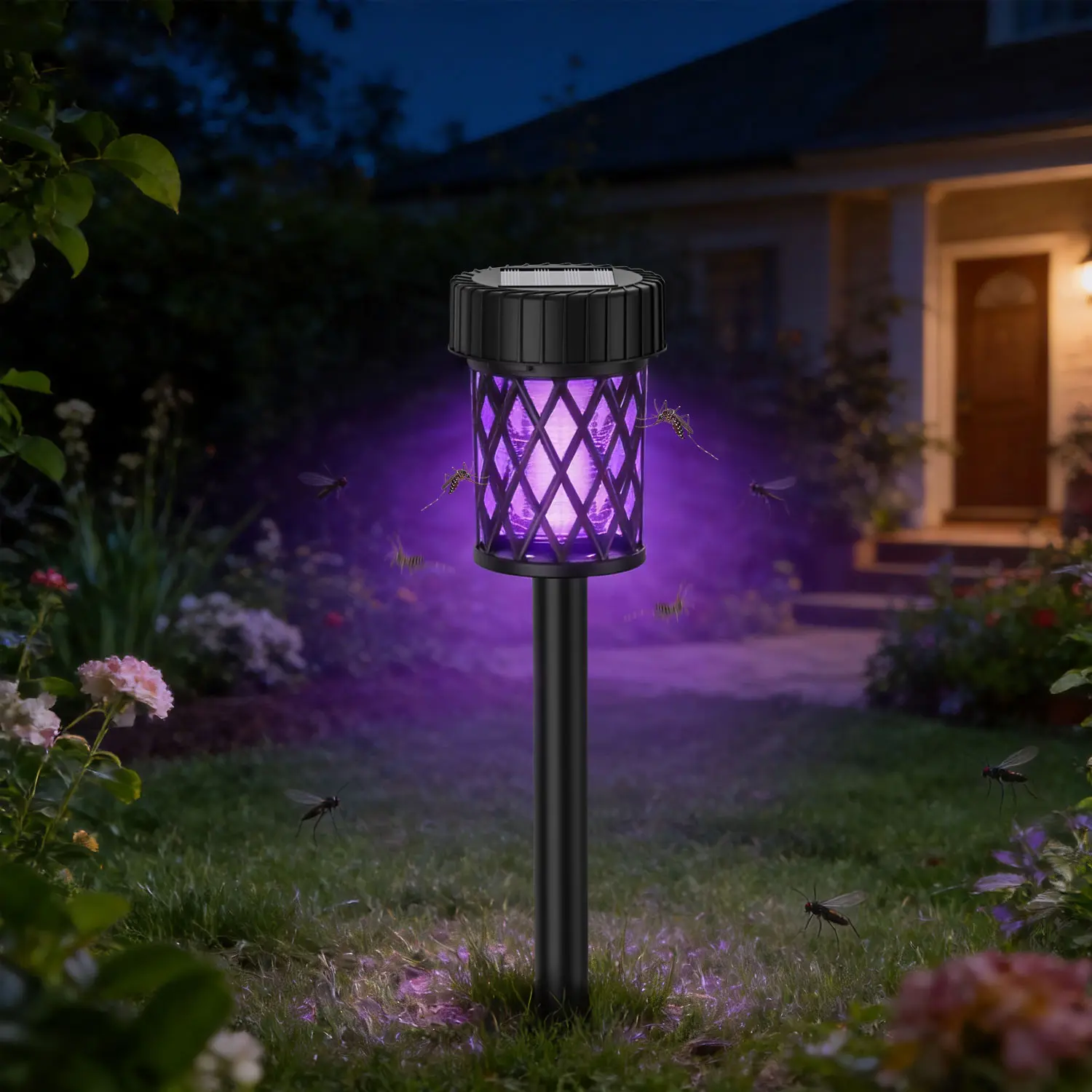 8-Pack Solar Mosquito Repellent Lights—a 2-in-1 solution combining outdoor LED lighting and mosquito repellency. Outdoor mosquito repellent lights with built-in lighting, suitable for indoor, outdoor, garden, and yard use.