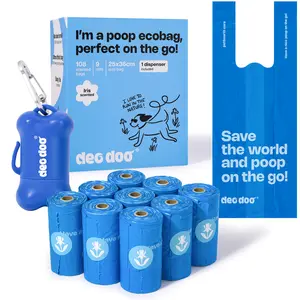 Dog Poop Bags with Handles 9 Rolls 108 Counts Big Sizes Leak Proof and Extra Thick Waste Bags Refill Rolls for Walking Small Medium Large Dogs Cats Litter With Holder Iris Scented