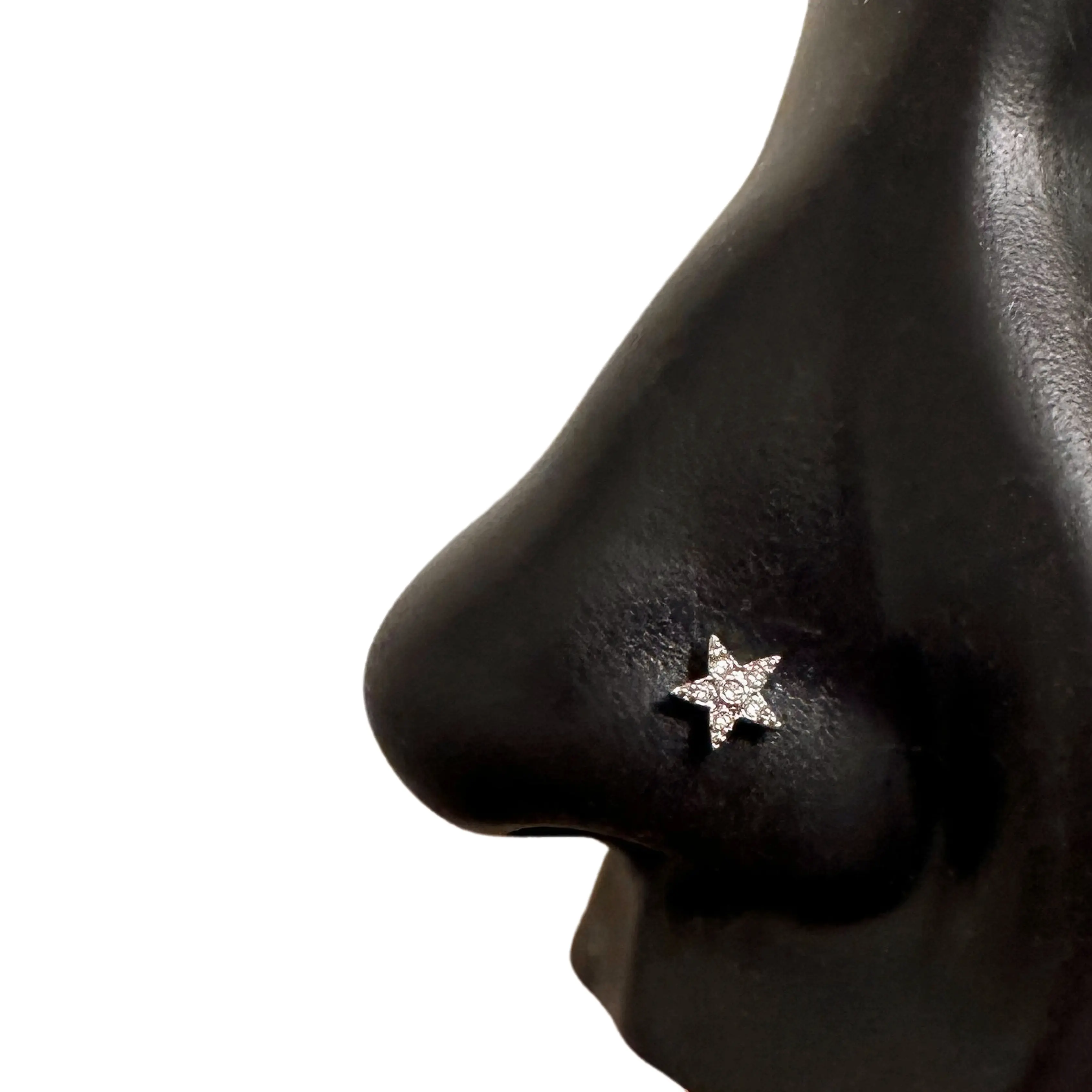 Mini Star Nose Stud in Surgical Steel 20 Gauge L-Shape 7mm x 4mm Hypoallergenic & Durable with Case and Pouch
