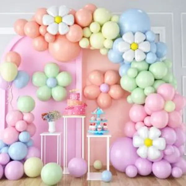 Daisy balloon garland arch kitretro hippie boho macaron pastel balloons garland daisy flower balloons for birthday baby shower bridal wedding groovy daisy party decorations