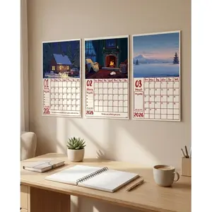 Set of 3 2026 Calendar Posters | Jan Feb March Monthly Planner Wall Art | Aesthetic Goal Tracker & Note Taking Prints | Study Room Decor for Book Lovers | Digital Download Printable