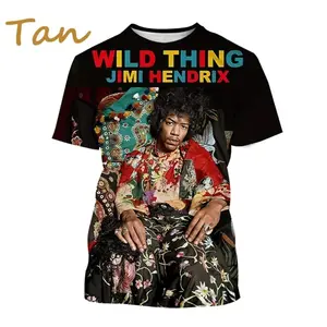 Guitar Rocker Jimi Hendrix 3D Printed Creative Singer Personality T Shirt Unisex Hip-hop Style Short-sleeved T-shirt Top V-Neck