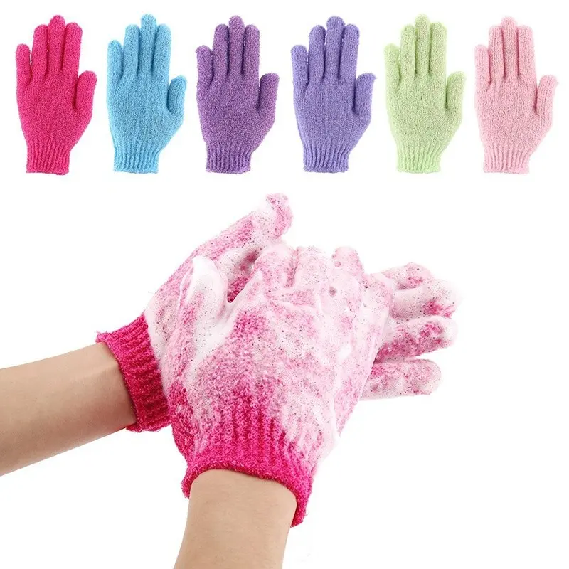 Exfoliating Bath Gloves Scrubbing Mitts, Shower Towel Foaming Tool, Dead Skin Removal Back Scrubber, Body Wash Glove, Exfoliant Scrubber Glove, Bath Accessories