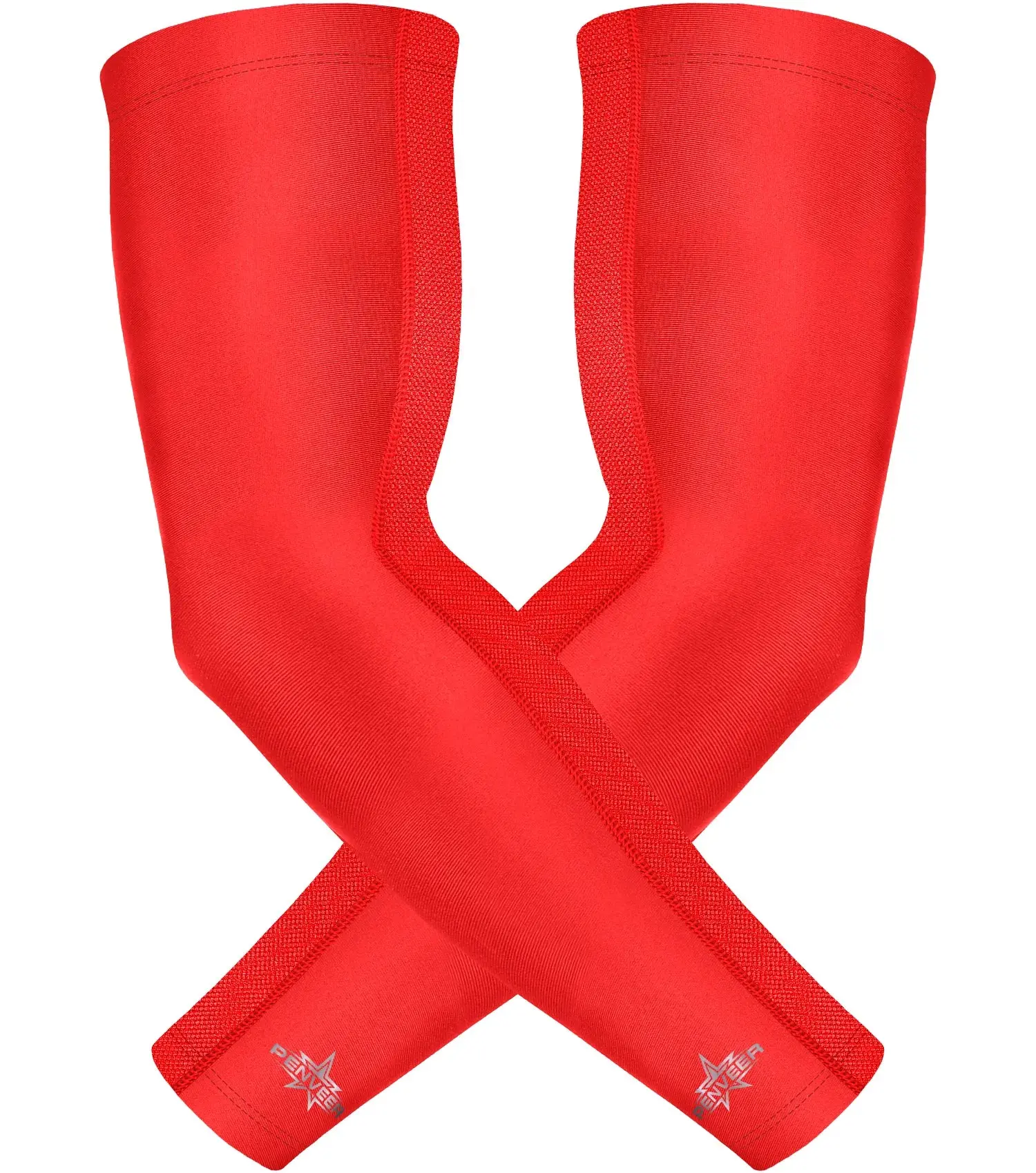 Penveer Compression Arm Sleeves for Men & Youth, Performance 4-Way Stretch Fabric with Cooling Mesh, Silicone Protective Sleeve for Baseball & Football