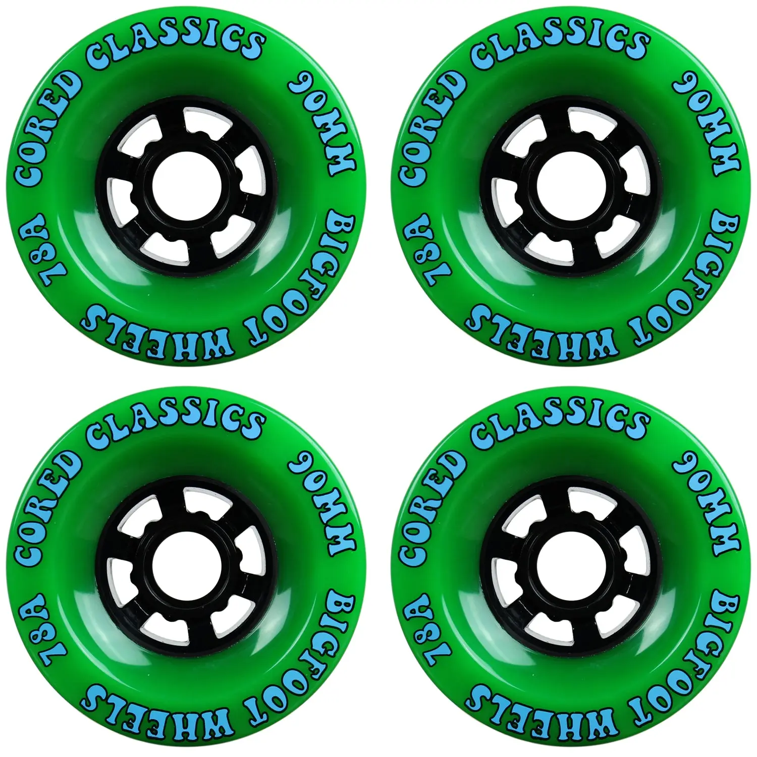 Bigfoot Longboard Wheels - 90mm 78a Cored Classics Green