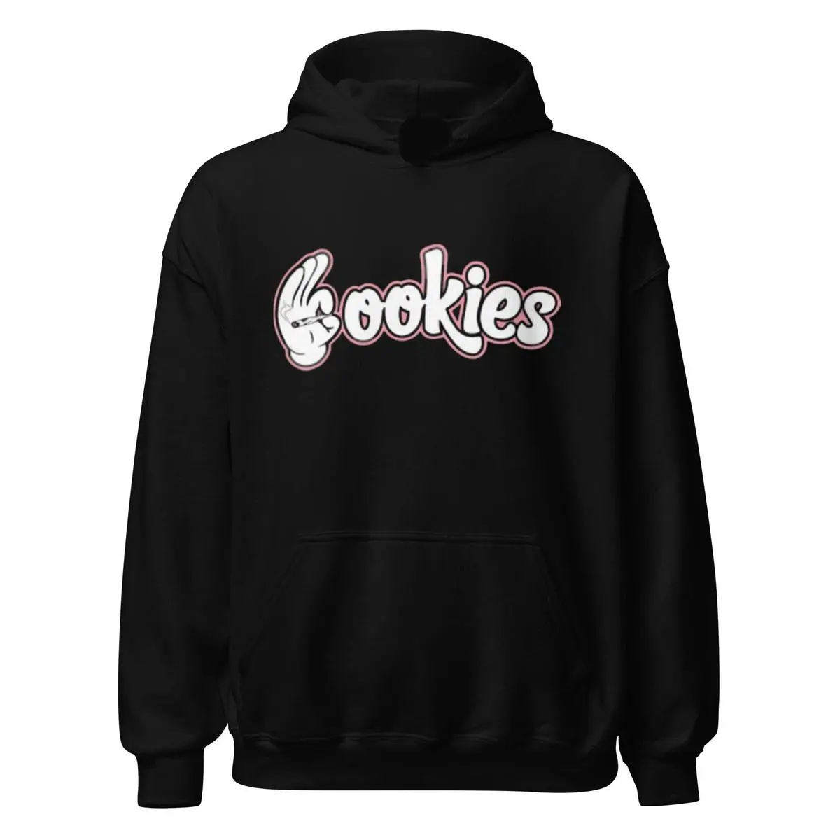 Cookies Blended Cotton Hoodie Unisex Ultra Soft Pullover with Pouch Pocket & Ribbed Cuffs Black