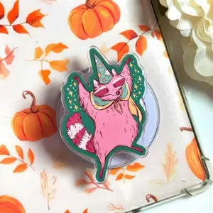 Magical Fairy Raccoon & Wizard Opossum Phone Grip Cute Fantasy Animal Pop Socket, Whimsical Cottagecore Griptok Gift