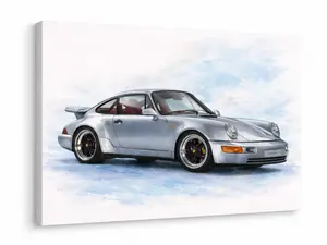 964 Porsche 911 Turbo Watercolor Canvas Wall Art – Modern Car Wall Decor, Sports Car Painting Print 12 x 18 in