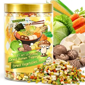 15oz Dried Ramen Toppings Mix – Dehydrated Tofu & Vegetable Blend with Mushrooms, Carrots & Cabbage, Freeze Dried Soup & Meal Add On for Cooking, Camping & Snacks