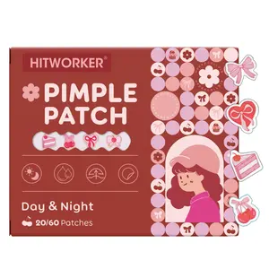 Hitworker Cute Dessert & Bow Pimple Patches, 20/60 Count, Hydrocolloid Acne Patches, Day & Night Use, Fun Cherry & Cake Design