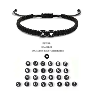 26 Letters Initial Heart Handmade Bracelet for Couples and Friends - Adjustable and Personalized perfect gift valentines