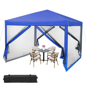 GARVEE 10x10 Canopy Tent, Heavy Duty Pop Up Canopy With Mosquito Netting, Waterproof Easy Up Screen Shelter With Wheeled Bag, Outdoor Instant Sun Shade for Parties, Camping, Events, Blue