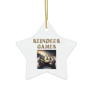 Reindeer Games - Festive Fun for the Whole Family - Ceramic Ornament, 4 Shapes Pack Set Christmas Circle Glossy Print Round Tree Decor Decoration