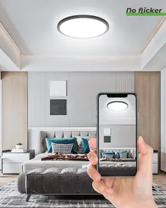 6Pack 12 Inch LED Flush Mount Ceiling Light, 28W 3200lm Black Thin Flat Surface Mount Lights, 3 Color Temperature in One 3000k/4500k/6000K Low Profile Lighting Fixture for Bathroom Kitchen