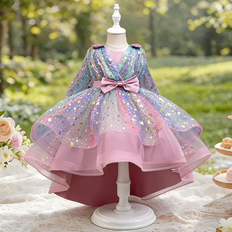 open lace back dress Organza 3D Flower First Communion Dresses for Girls Flower Girl Dress Child-11 / C84+C17