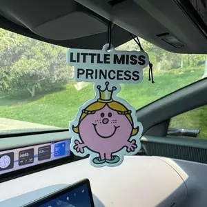 Little Miss Princess Design Car Air Freshener, Car Scents, Car Fragrance, Car Rearview Mirror Hanging Aromatherapy Tablet, Car Interior Decoration Accessories for Women