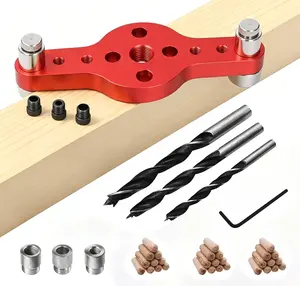 42Pcs Woodworking Self Centering Dowel Jig Kit, 2-in-1 Vertical Pocket Hole Drilling Jig, Wood Dowel Drill Guide Punching Hole Locator, Drilling Dowelling Jig Self Centering Punch Locator