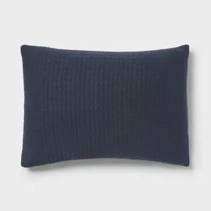 Standard Jersey Quilt Sham Dark Navy Blue - Threshold: Cotton Knitted, Machine Washable, OEKO-TEX Certified