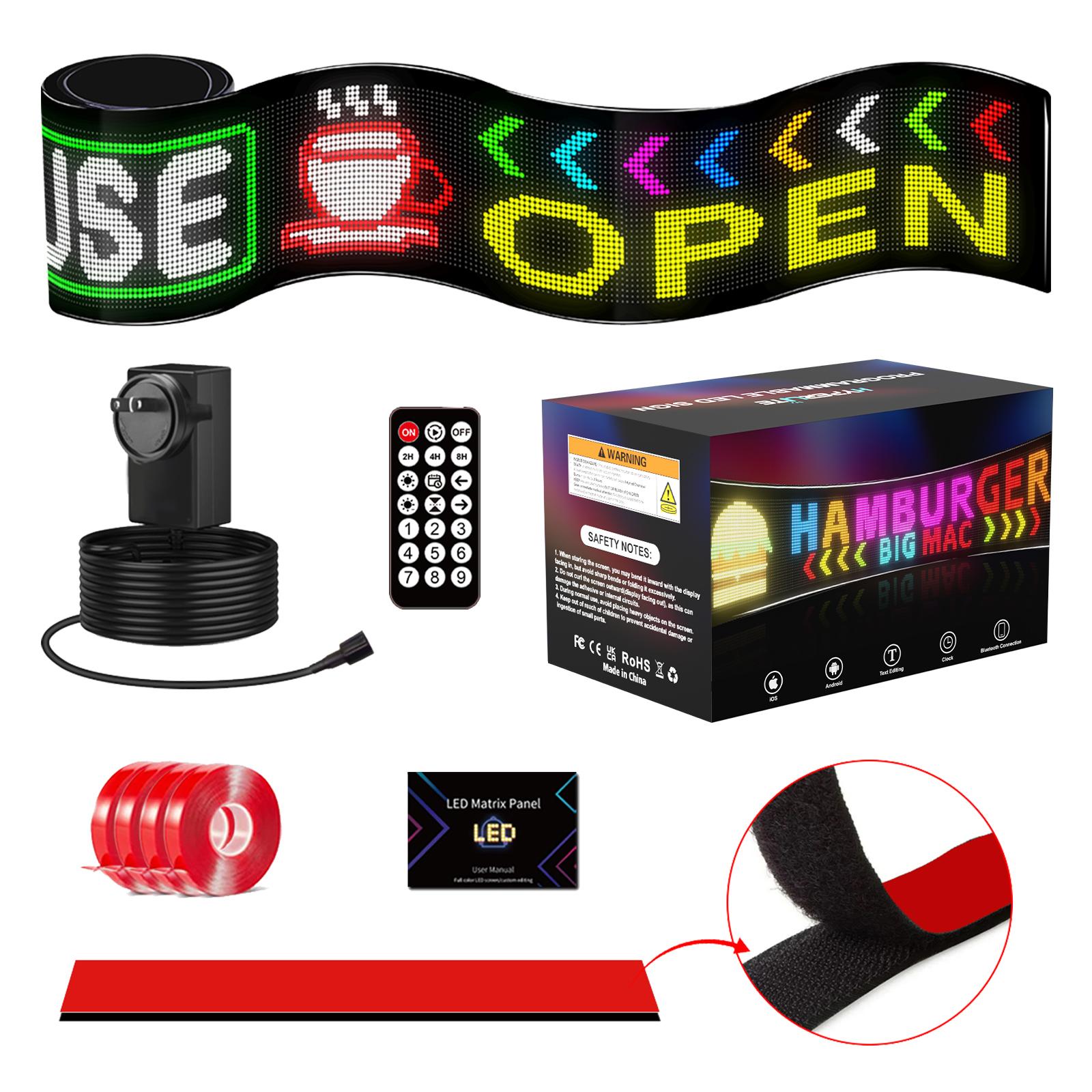 HYPERLITE Scrolling LED Message Sign USB Programmable Display Board Custom Text Marquee Light with App Control for Business Restaurant Event Christmas Decor Multiple Sizes 898mm to 3340mm stockup mothersday