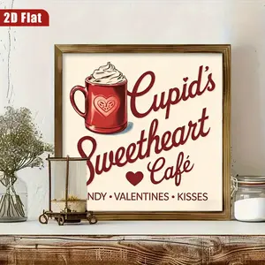 2D Flat,1pc Cupid's Sweetheart Romantic Wooden Plaque - 8x8 Inch Modern Farmhouse Cupid & Sweetheart Tabletop Decor Suitable for Bedroom, Living Room, Valentine's Day Gift, Desktop Shelf Display