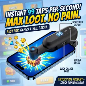Compact Smart Auto Touch Device, 99 Adjustable Tapping Speed with Rechargeable Battery, Wireless Clicker for All Cellphone Tablet Social Media Operation