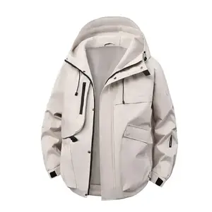 Men's Heavyweight Jacket for Fall and Winter - Windproof and Waterproof Layer, with Adjustable Hood and Zippered Pockets - Insulated Coat for Hiking, Camping, and Everyday Wear - Non-Stretch Fabric Construction, Camping Essentials, Sporty Style, Outdoor-R