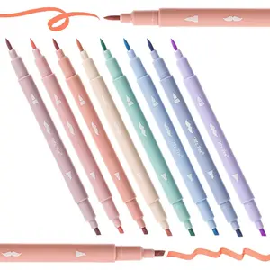 -  Tip Aesthetic  Highlighters No Bleed Through, 8 count, Chisel & Brush Tip, Cute Highlighter for Journaling Supplies and School Accessories,  Highlighters and s No Bleed