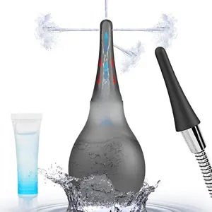 Douche Anti Back-Flow,Silicone Enema Reusable Anal Douche Cleaner for Men Women Colon Cleansing,Shower douche with 5 Spouts connected to shower hole,Vaginal Cleaner 10oz (Semi-transparent, 10oz)