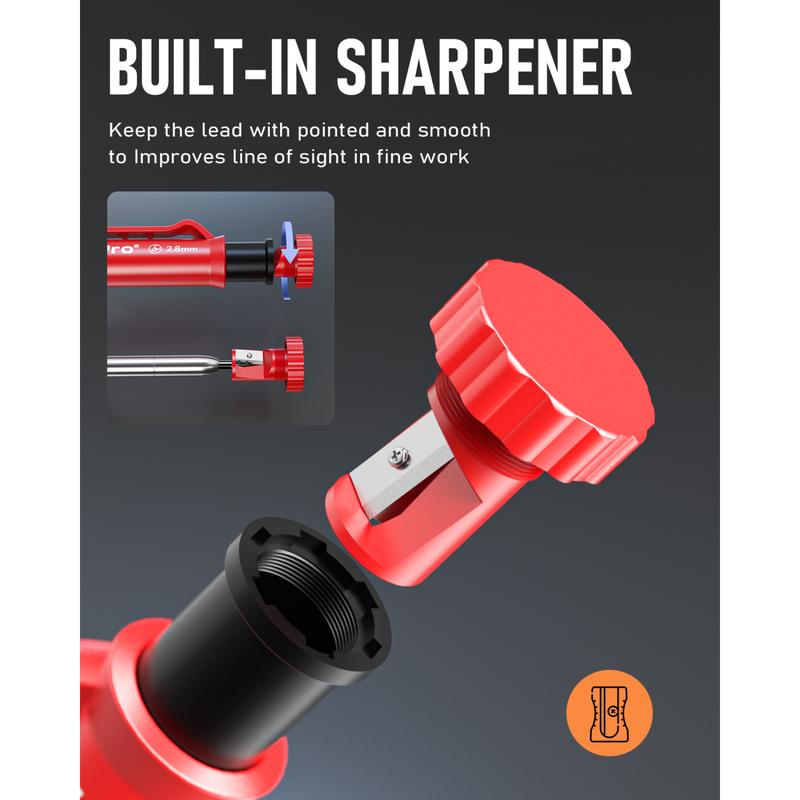 Nicpro 27 Pack Carpenter Pencils, with 100 Refill, Automatic Center Punch and Carbide Scribe Carpenter Tool, Construction Pencils for Woodworking, Carpenters Marking