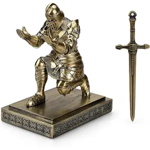's Guard Knight Pen Holder Pen Stand Desk Organizers and Accessories  Pencil Holder as  for Office and  (Bronze)