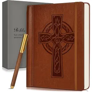 Leather Christian  Journal for Men Women, Undated Prayer Journal for Scripture Study & Daily Devotional, Church Notes Notebook,  Religious Faith Gifts for Pastor, Graduation, Baptism ()