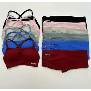 New DFYNE 2 Piece Seamless Yoga Set for Women Backless Sports Bra Impact Scrunch Butt Leggings