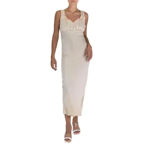 1930S Cream Bias Cut Silk Negligee With Blusk Pink Trim Detailing