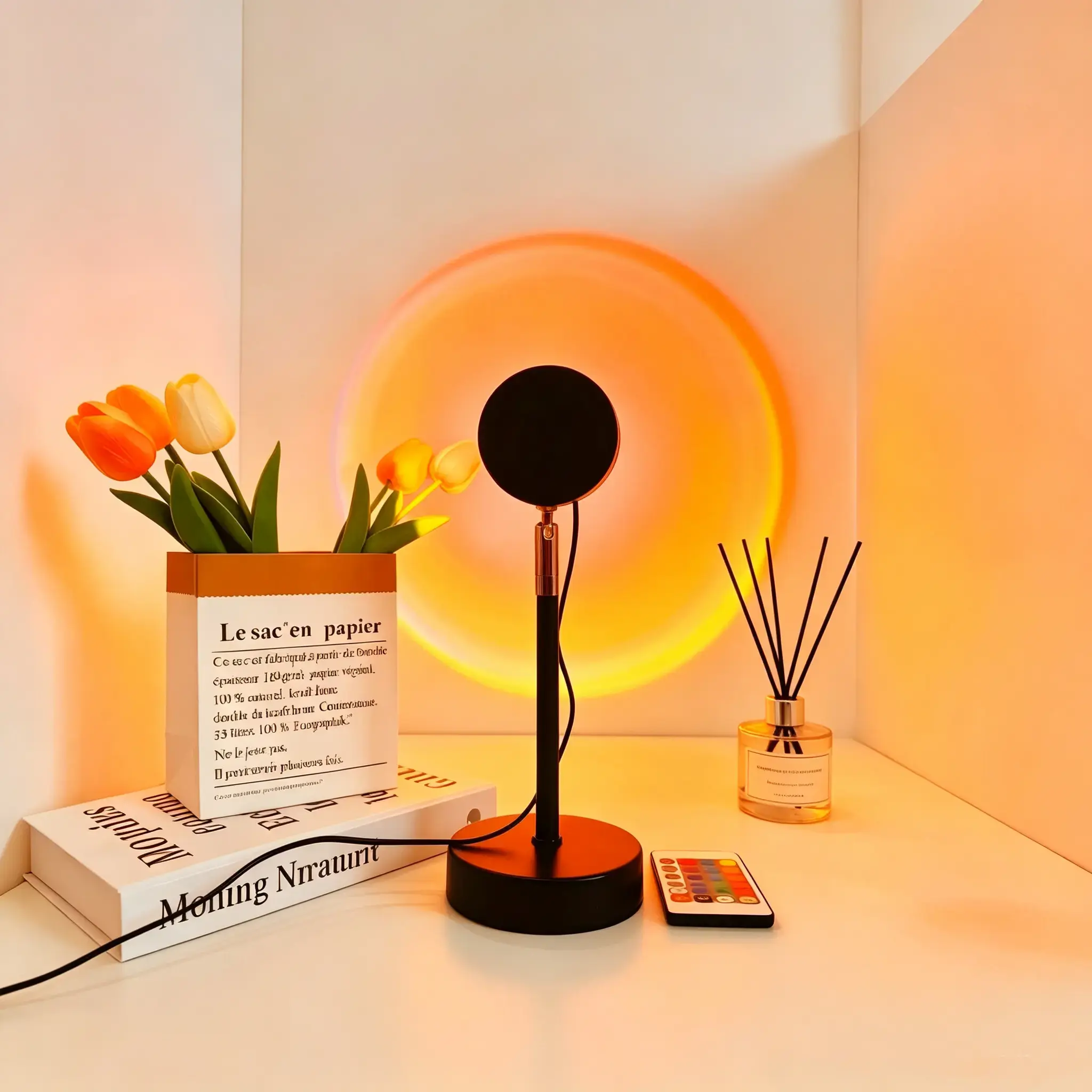 RGB LED Sunset Lamp Projector, 180° Rotation Head, USB Mood Lighting for Bedroom, Aesthetic Room Decor & TikTok Background