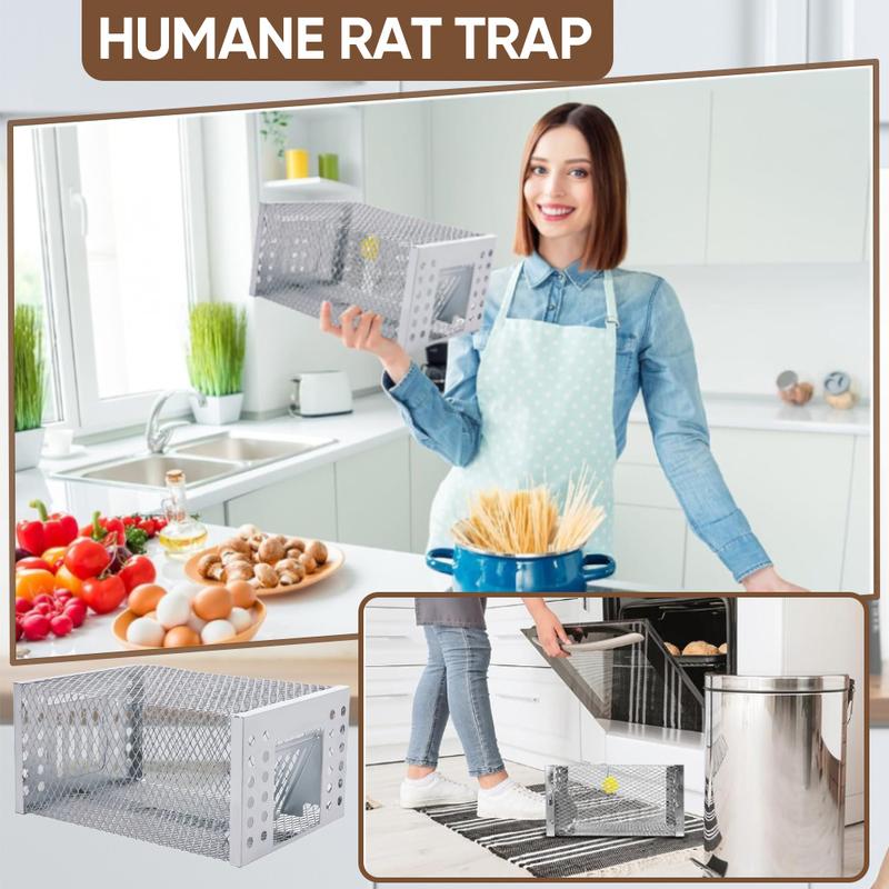 Efficient Automatic Mousetrap with Double-Opening One-Way Door Design Sturdy Net Cage Large Capacity for Indoor & Outdoor Use