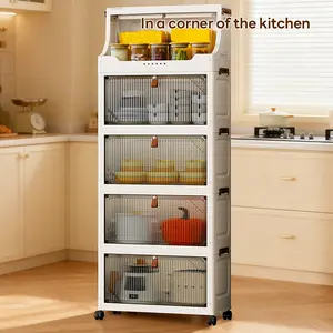 36cm*25cm Multi-Layer Storage Cabinet, Durable Plastic Organizer with Wheels, Ideal for Bedroom and Living Room, Compact and Stylish